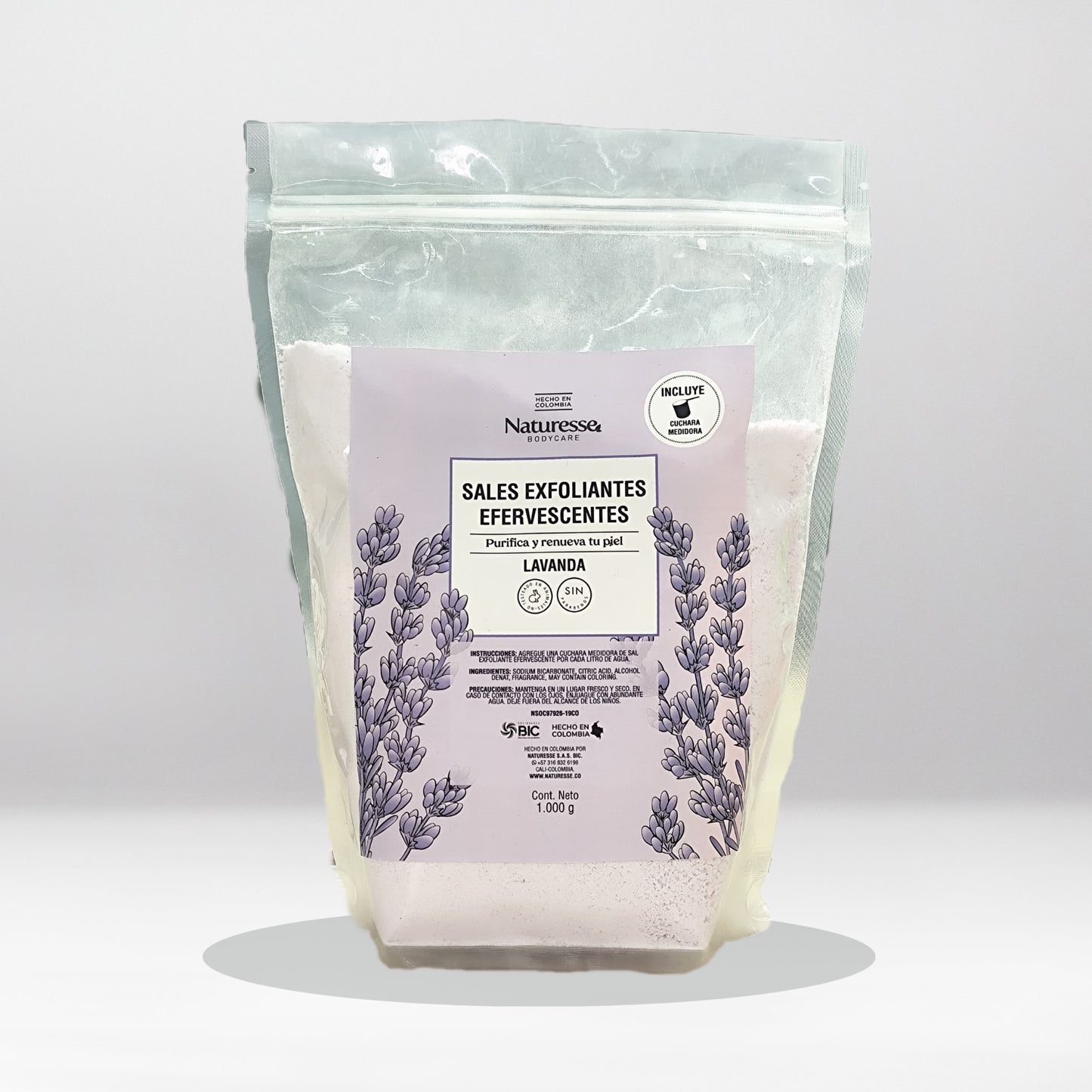 Sales Exfoliantes Efervescentes Lavanda Purifica y Renueva Tu Piel 1000g