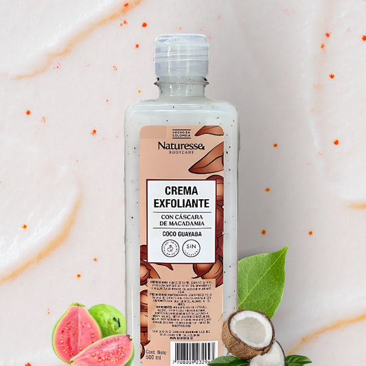 Crema Exfoliante con Cáscara de Macadamia Coco Guayaba 500ml